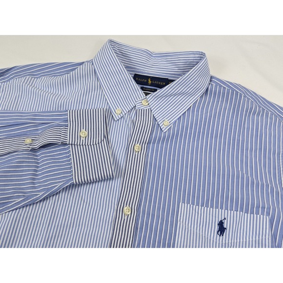 Ralph Lauren Shirt Men XXL Seersucker RL Untucked Fit Button Down Mixed Stripe - Picture 1 of 10